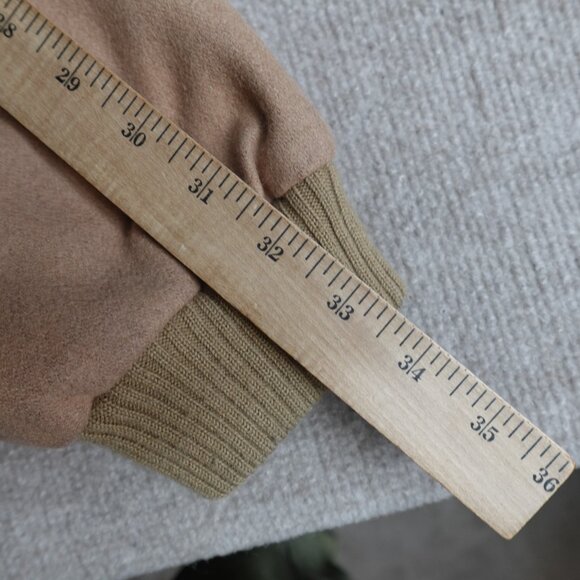 Vintage Melton Jacket XL Beige Bomber Harrington Reversible Wool Blend - Picture 15 of 16